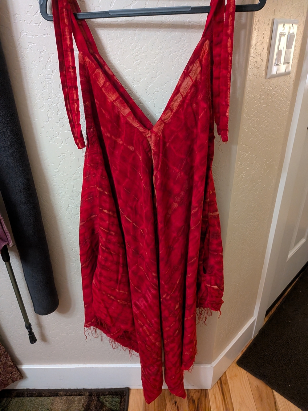 Red Tie-Dye Boho V-Neck Jumper/Romper